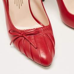 Pre Owned Gucci Red Leather Pointed Toe Pumps Size 37.5