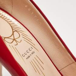 Pre Owned Gucci Red Leather Pointed Toe Pumps Size 37.5