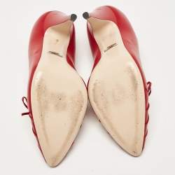 Pre Owned Gucci Red Leather Pointed Toe Pumps Size 37.5