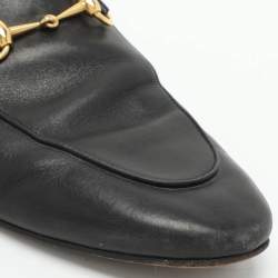 Gucci Black Leather Princetown Horsebit Mules Size 38.5