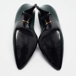 Pre Owned Gucci Green Leather Pointed Toe Pumps Size 37.5
