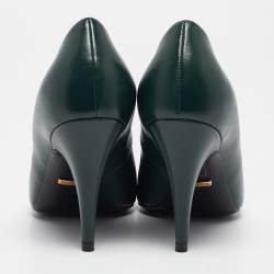 Pre Owned Gucci Green Leather Pointed Toe Pumps Size 37.5