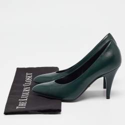 Pre Owned Gucci Green Leather Pointed Toe Pumps Size 37.5