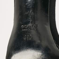 Pre Owned Gucci Black Suede and Woven Fabric Ankle Strap Sandals Size 41