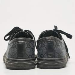 Gucci Black/Green Canvas Leather Lace Up Sneakers Size 37