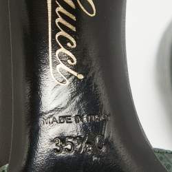 Gucci Dark Green Embossed Lizard Slide Sandals Size 35.5