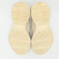 Pre Owned Gucci Cream Leather Rhyton Logo Low Top Sneakers Size 38