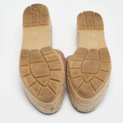 Pre Owned Gucci Beige Leather GG Marmont Espadrille Sandals Size 39