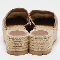 Pre Owned Gucci Beige Leather GG Marmont Espadrille Sandals Size 39