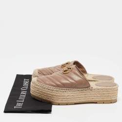 Pre Owned Gucci Beige Leather GG Marmont Espadrille Sandals Size 39