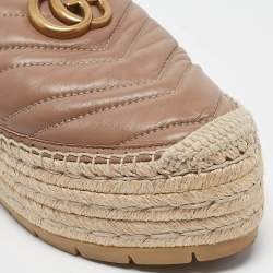 Pre Owned Gucci Beige Leather GG Marmont Espadrille Sandals Size 39