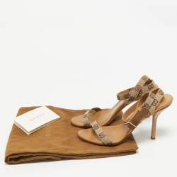 Gucci Brown GG Canvas Ankle Strap Sandals Size 36.5