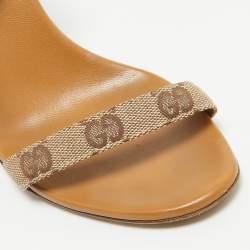 Gucci Brown GG Canvas Ankle Strap Sandals Size 36.5