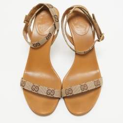 Gucci Brown GG Canvas Ankle Strap Sandals Size 36.5