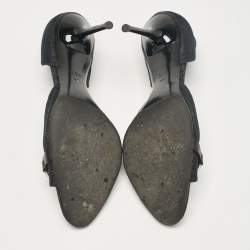 Pre Owned Gucci Black Printed Canvas Horsebit D'orsay Sandals Size 40