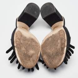 مملوكة مسبقًا Gucci Black Suede GG Slide Sandals Size 40