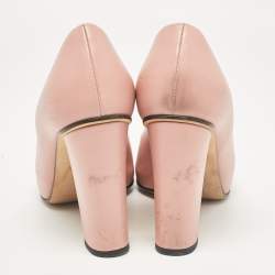 Gucci Pink Leather Horsebit Block Heel Pumps Size 36.5