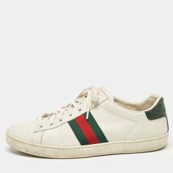 Gucci White Crocodile and Leather Ace Lace Up Sneakers Size 38.5