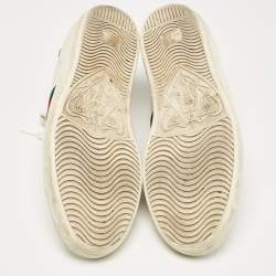 Gucci White Crocodile and Leather Ace Lace Up Sneakers Size 38.5