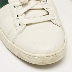 Gucci White Crocodile and Leather Ace Lace Up Sneakers Size 38.5