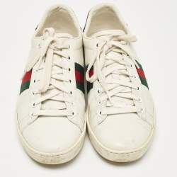 Gucci White Crocodile and Leather Ace Lace Up Sneakers Size 38.5