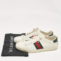 Gucci White Crocodile and Leather Ace Lace Up Sneakers Size 38.5