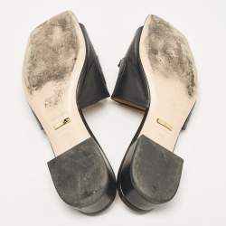 Pre Owned Gucci Black Leather Zumi Slide Sandals Size 39