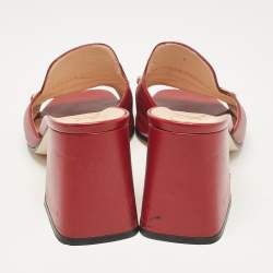 Gucci Burgundy Leather Horsebit Slide Sandals Size 38.5