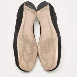 مملوكة مسبقًا Gucci Black Suede Crystal Embellished Interlocking G Ballet Flats Size 39