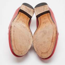 Pre Owned Gucci Dark Red Leather Jordaan Loafers Size 38
