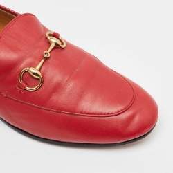 Pre Owned Gucci Dark Red Leather Jordaan Loafers Size 38
