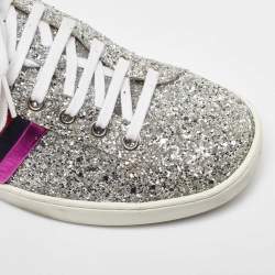 Gucci Tri Color Glitter and Leather Ace Web Low Top Sneakers Size 38