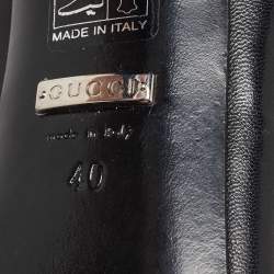 Pre Owned Gucci Black Leather Crystal Embellished Ankle Strap Pumps Size 40