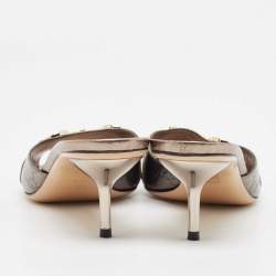 مملوكة مسبقًا Gucci Metallic Leather Slide Sandals Size 39