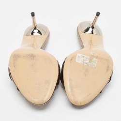 مملوكة مسبقًا Gucci Metallic Leather Slide Sandals Size 39