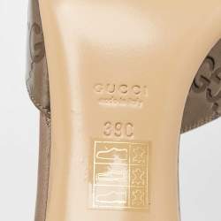 مملوكة مسبقًا Gucci Metallic Leather Slide Sandals Size 39