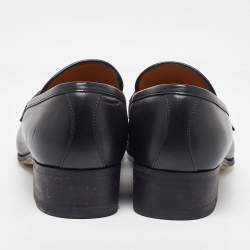 Pre Owned Gucci Black Leather Web GG Detailed Tassel Loafers Size 39