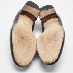Pre Owned Gucci Black Leather Web GG Detailed Tassel Loafers Size 39