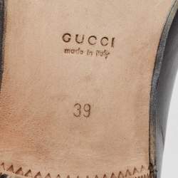 Pre Owned Gucci Black Leather Web GG Detailed Tassel Loafers Size 39