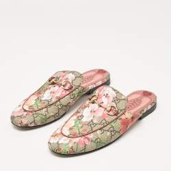 Gucci Multicolor Canvas Princetown Mules Size 36.5