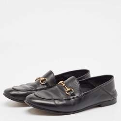 Gucci Black Leather Jordaan Loafers Size 38.5