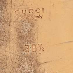 Pre Owned Gucci Red Fur and Velvet Princetown Horsebit Flat Mules Size 38.5