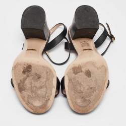Gucci Black Leather GG Marmont Ankle Strap Sandals Size 38