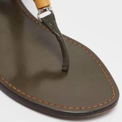 Gucci Green Suede Thong Flat Sandals Size 40.5