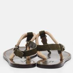 Gucci Green Suede Thong Flat Sandals Size 40.5