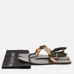 Gucci Green Suede Thong Flat Sandals Size 40.5