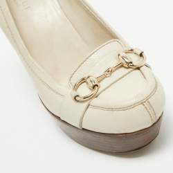 Gucci Cream Leather Wedge Pumps Size 37