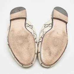 Gucci Cream/Black Leather Ghost Princetown Mules Size 40.5