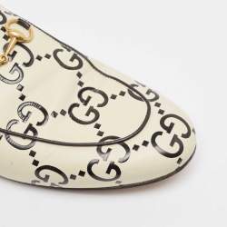 Gucci Cream/Black Leather Ghost Princetown Mules Size 40.5