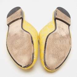 Pre Owned Gucci Yellow GG Fabric Princetown Flat Mules Size 39.5